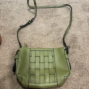 Vera Wang Olive Woven Crossbody Bag